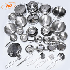 KEJIH stainless steel cookware close-up for durable pretend cooking