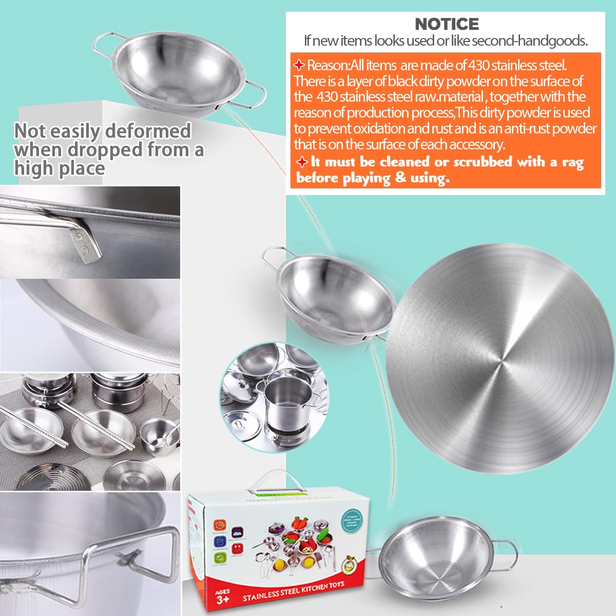 KEJIH view of compact tiny cookware collection for pretend meals