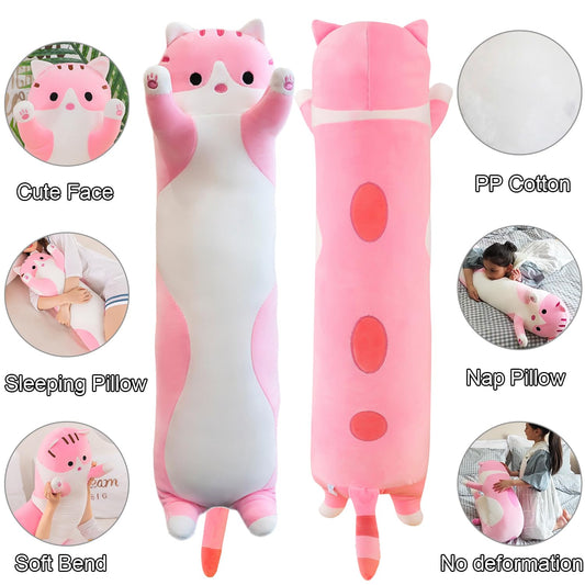 Kekeso cat pillow hugging pose with soft plush material.
