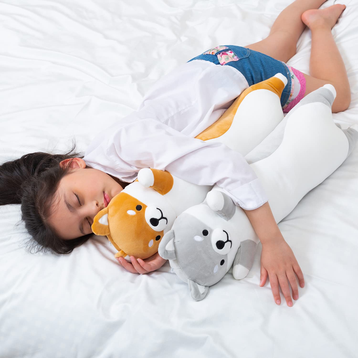 Kekeso cuddly Shiba Inu bed pillow supports lounging sessions.