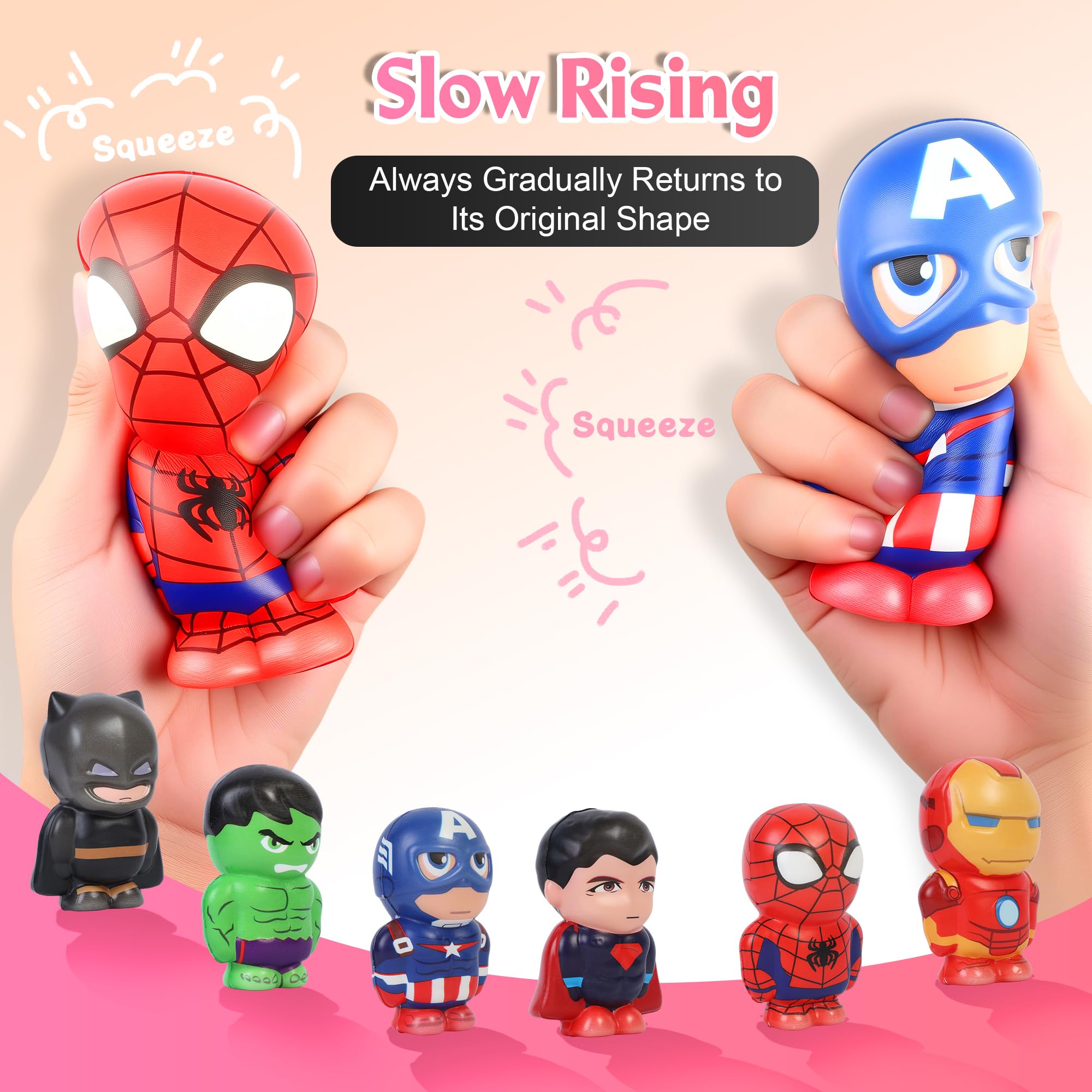 KELOTECH Marvelheros squishy dolls in-use for venting and relaxation during busy moments.