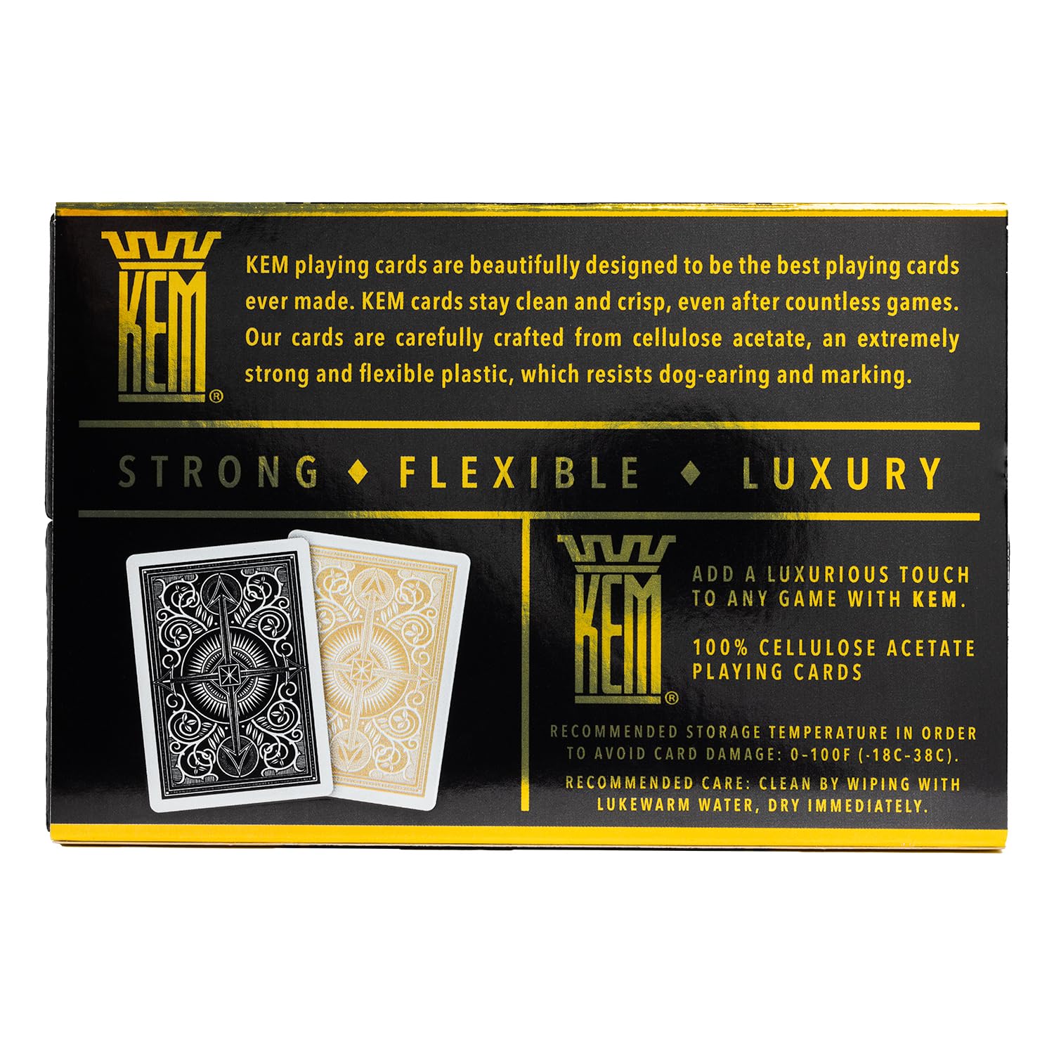 Poker-size KEM Arrow Black and Gold cards with standard index.