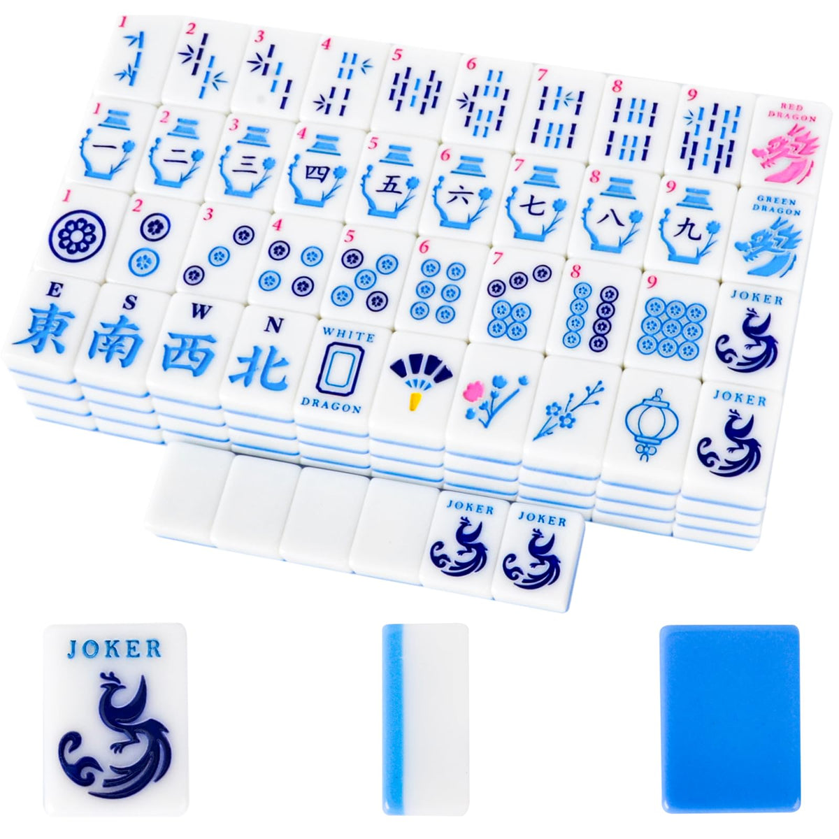 kemomu American Mahjong tiles with blue backboard for stylish gameplay