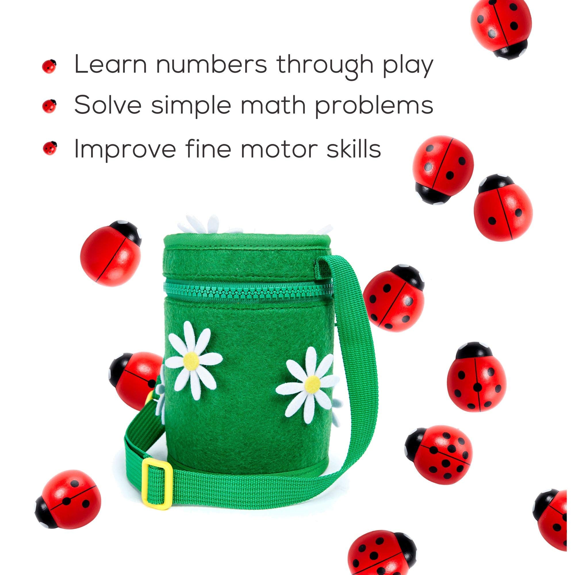Kenley Natural wood ladybugs with safe paint for tactile learning