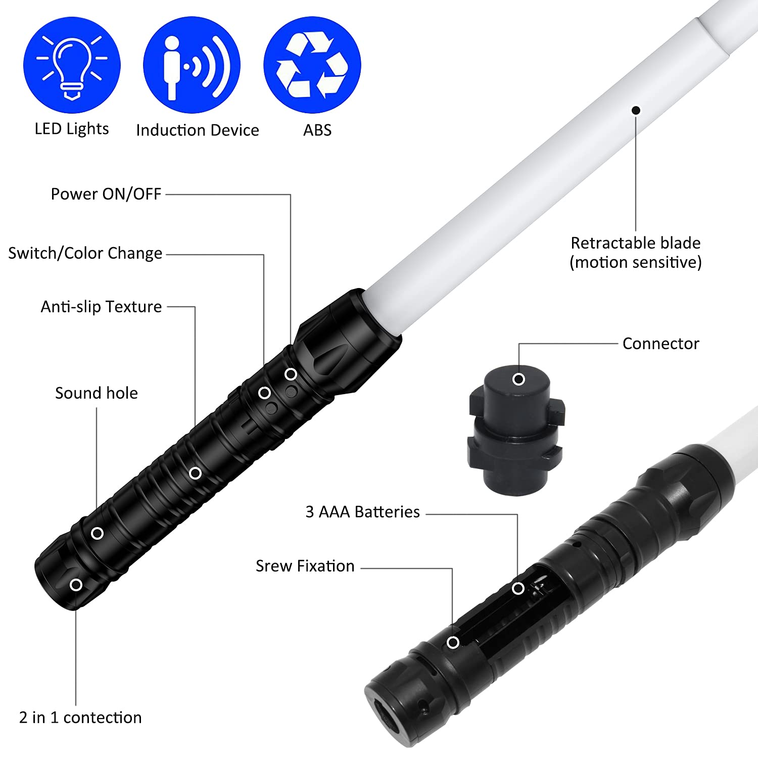 Kenpora Light Saber 2-in-1 expandable design for compact storage and big reveals