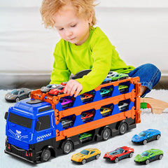Kenthoris transport truck with 24 die-cast cars for play and storage.