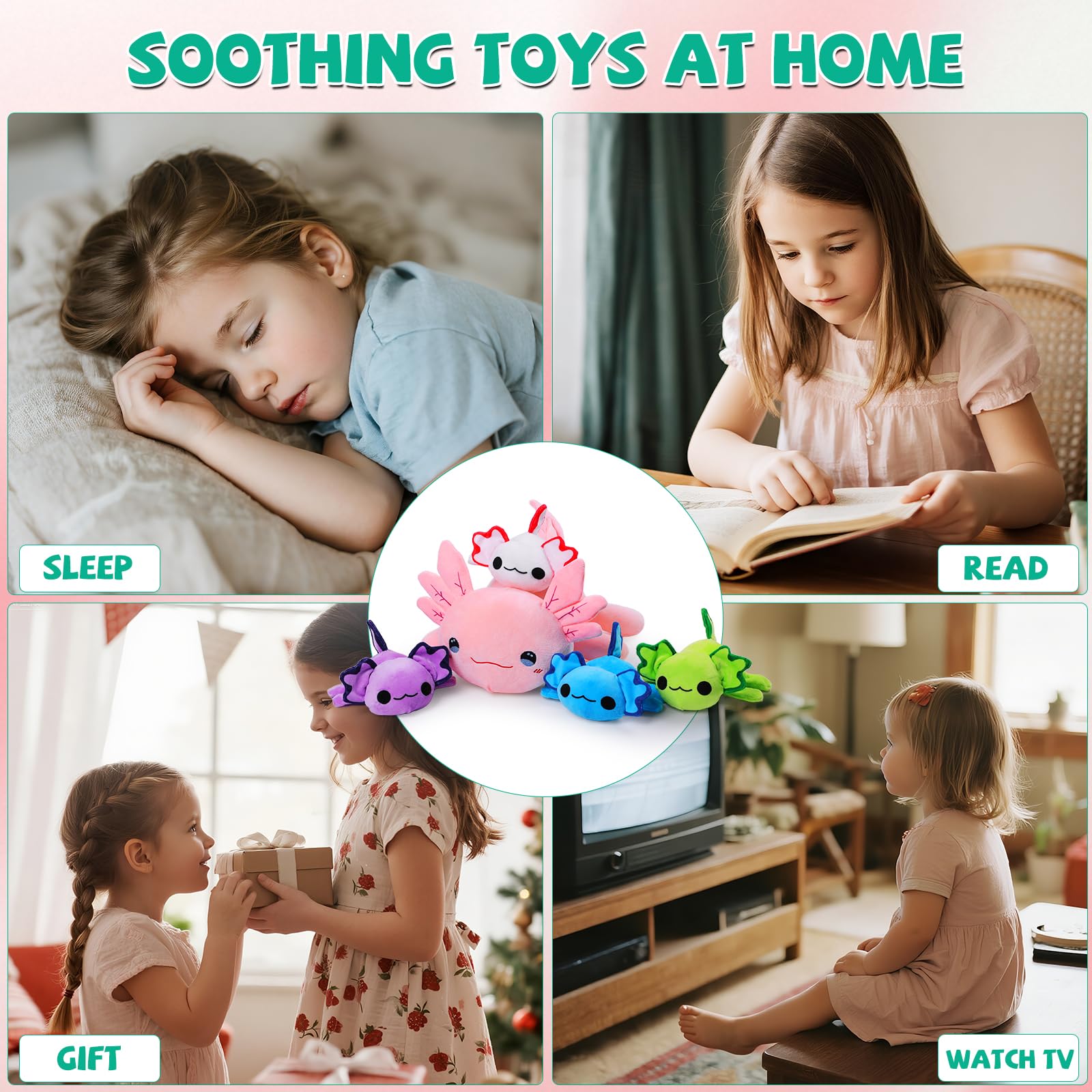 kenvc Axolotl baby white plush with expressive features