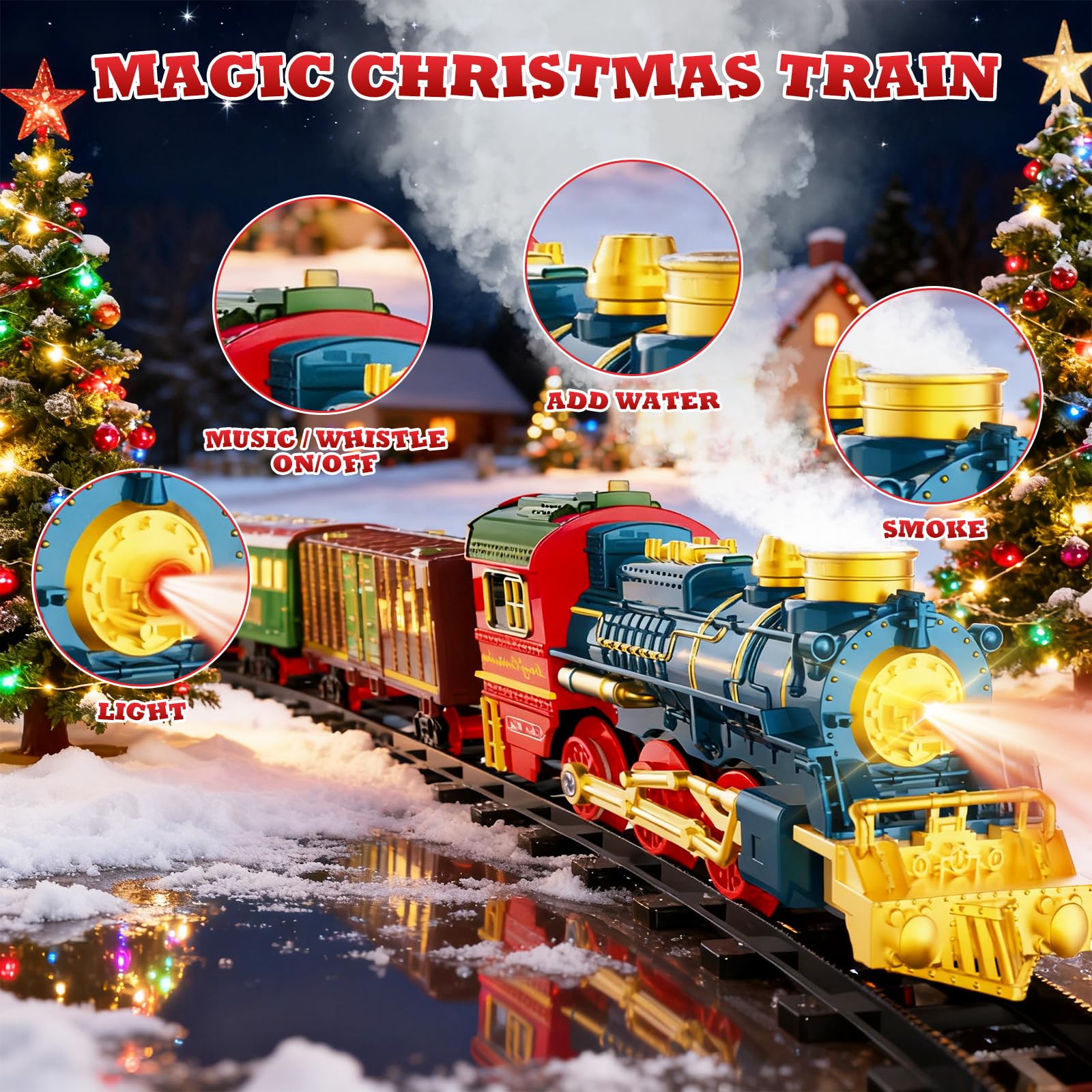 kenvc Train Set water bottle visible for safe smoke effect as kids play