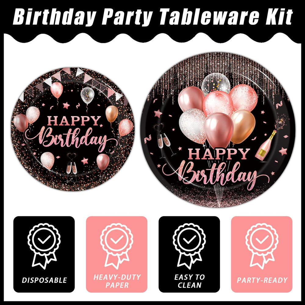 Kepeel rose gold birthday napkins, 24-count, adds festive practicality at parties.