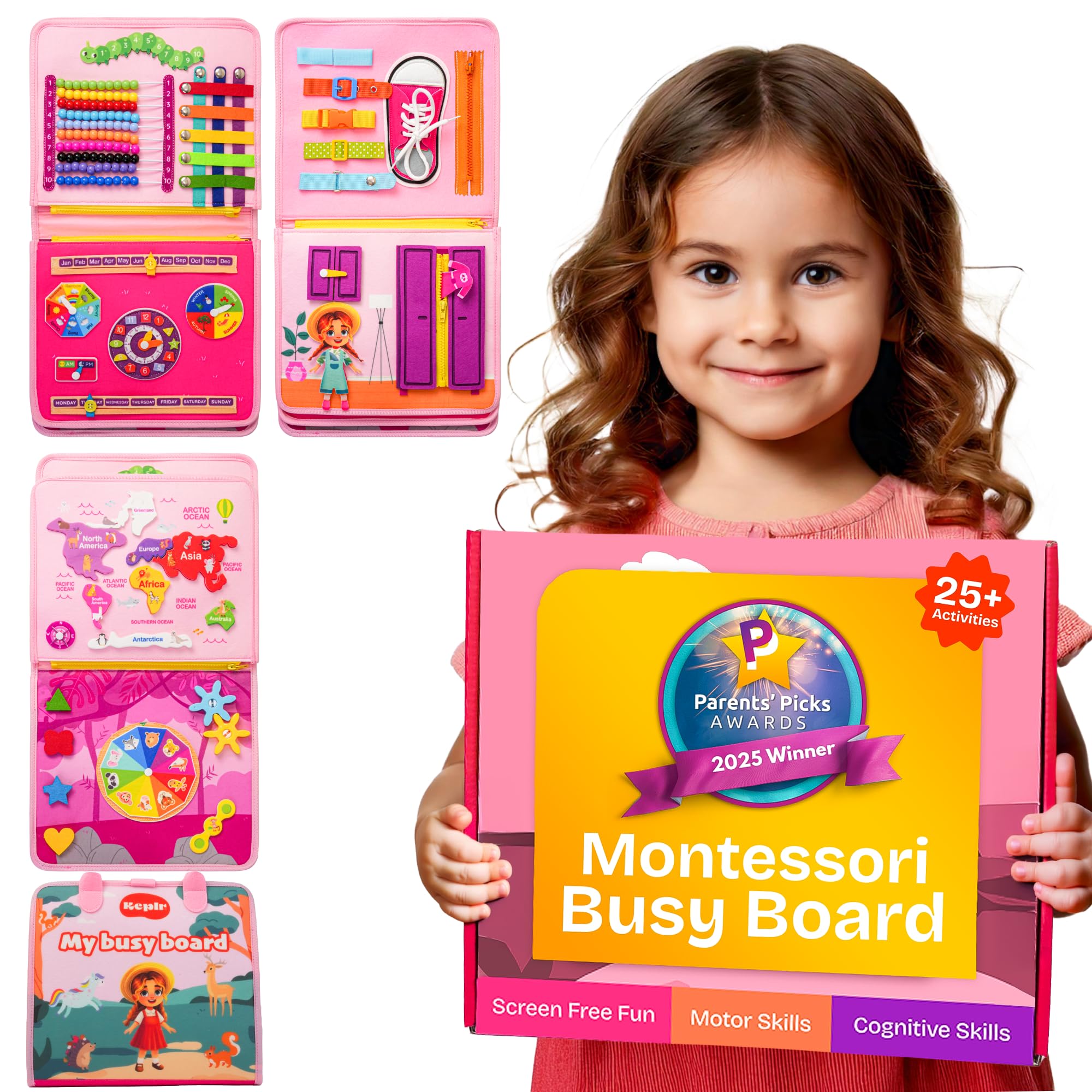 KEPLR Toddler Busy Board alphabet activity boosts early literacy and fine motor skills