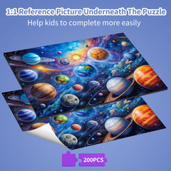 Kepovin 200 piece puzzle open box demonstrates large color rich pieces for collaborative play