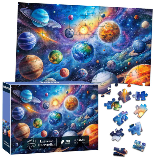 Kepovin solar system puzzle box front showing premium packaging and sturdy materials