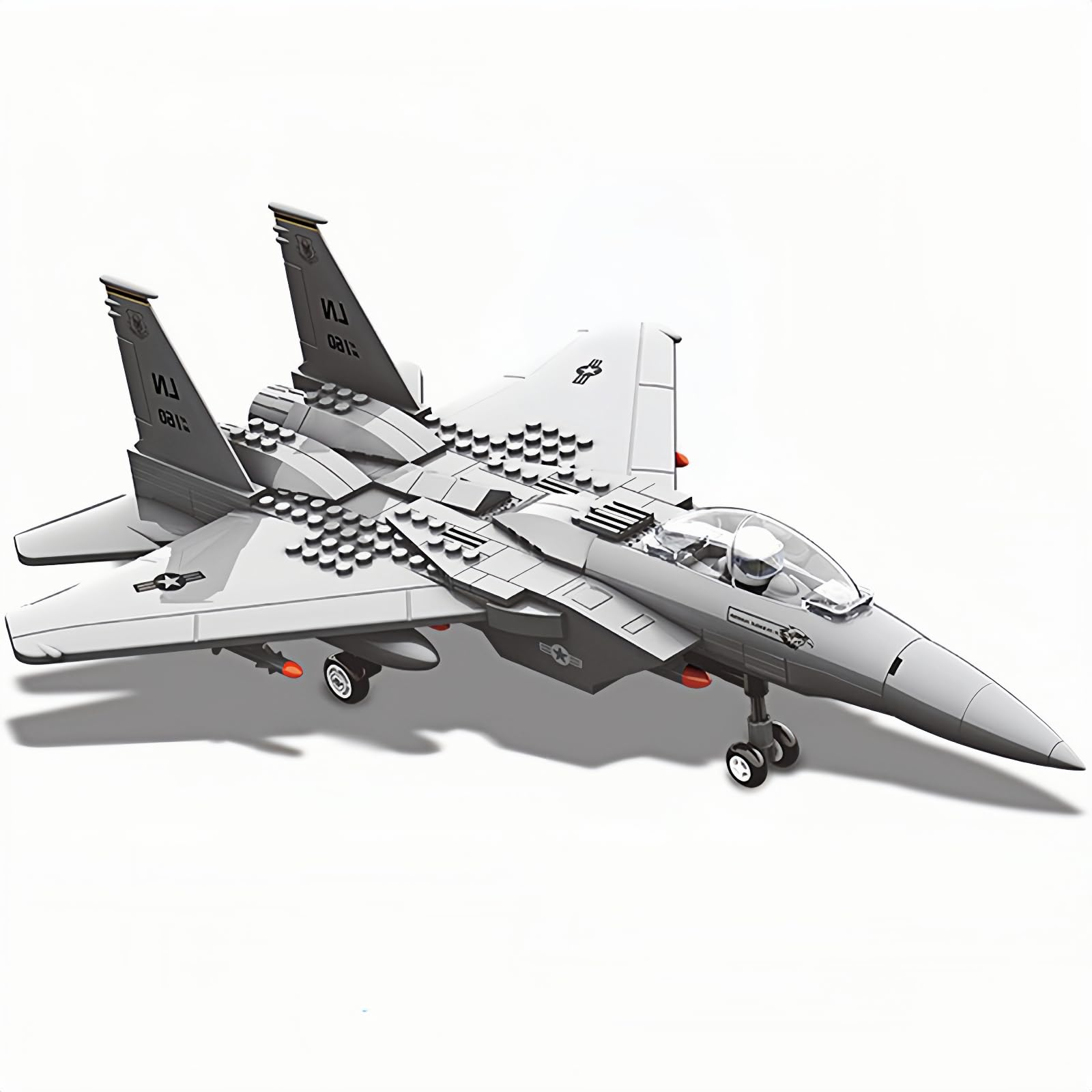 KERHENE F-15 Eagle jet assembly shows a robust LEGO-compatible build for creative play.