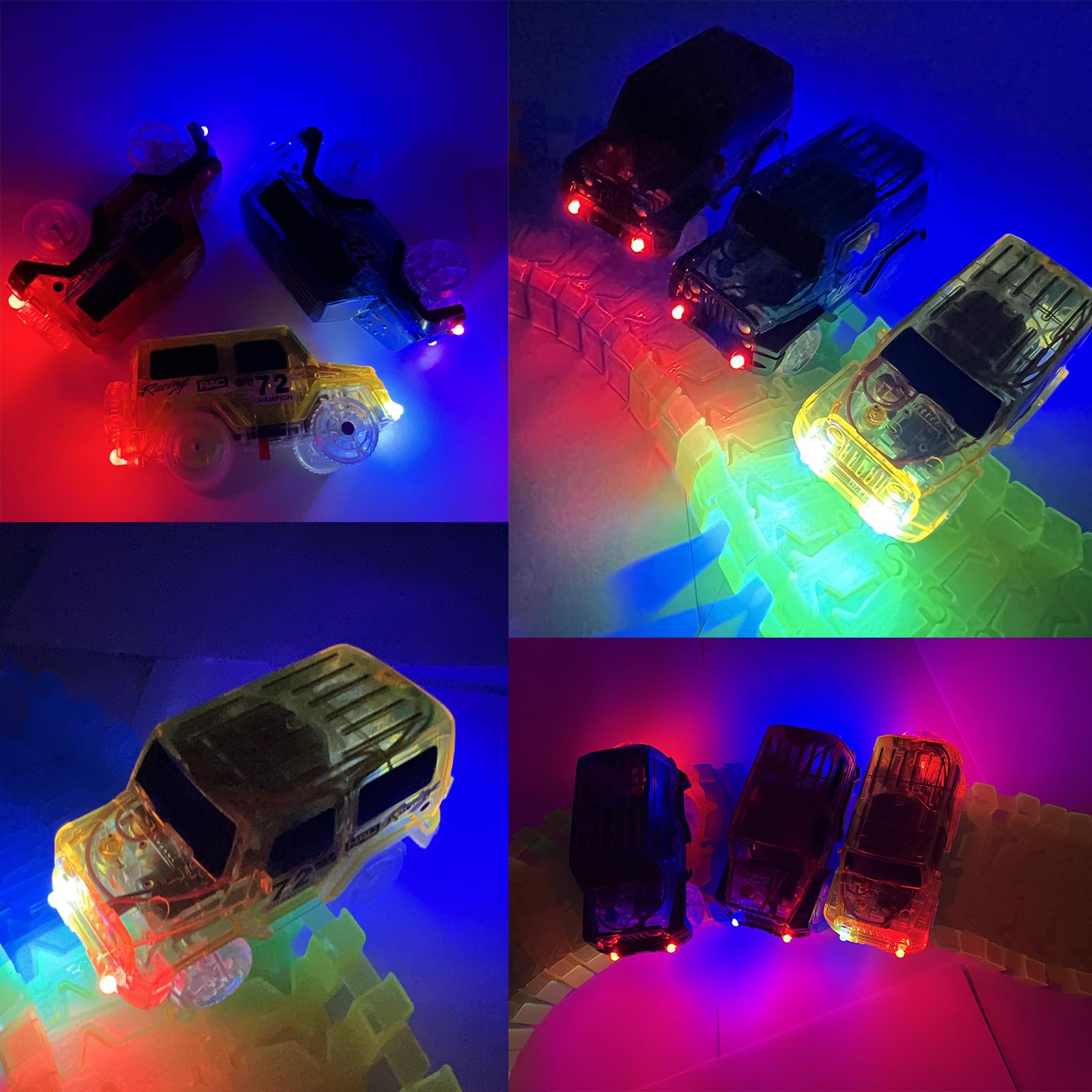 KERMCTCOKID glow track car yellow lights energize daytime racing