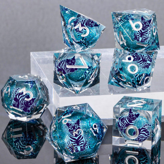 KERWELLSI cat-liquid-core blue d12 dice, high-contrast digits for quick reads