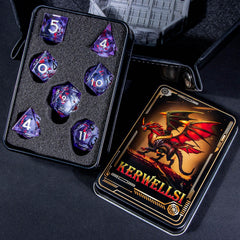 KERWELLSI dragon-themed tin case keeps dice secure and portable