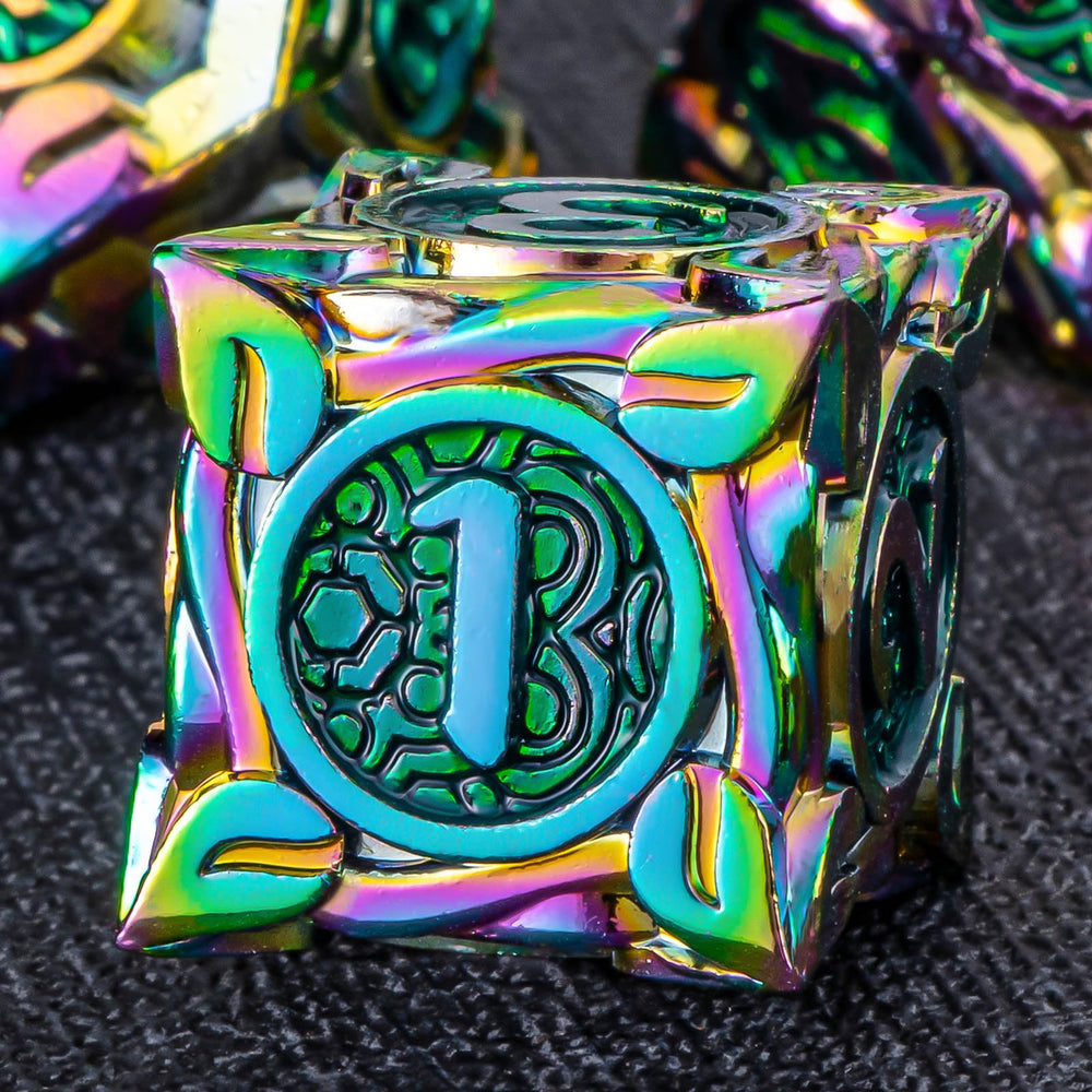 KERWELLSI Metal DND dice gift tin with foam insert and seven dice ready to travel