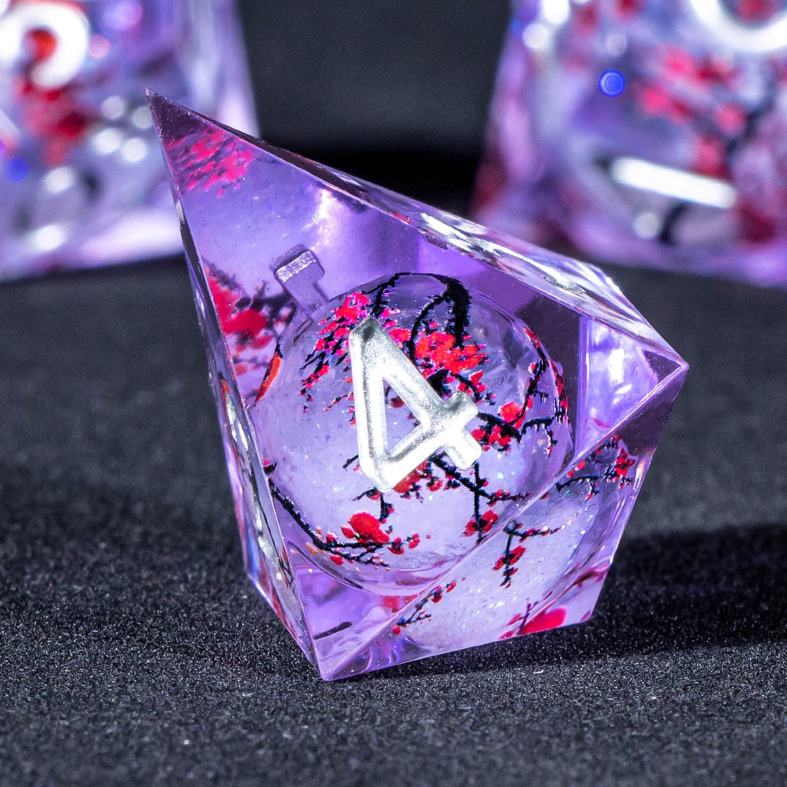 KERWELLSI sharp edge purple dice close-up showing mirror finish