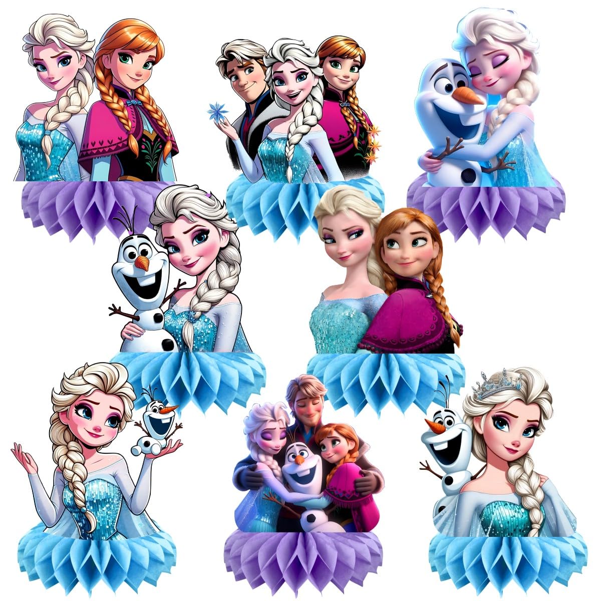 KERWHIS Frozen table centerpiece set enhances party décor and creates great photo opportunities.