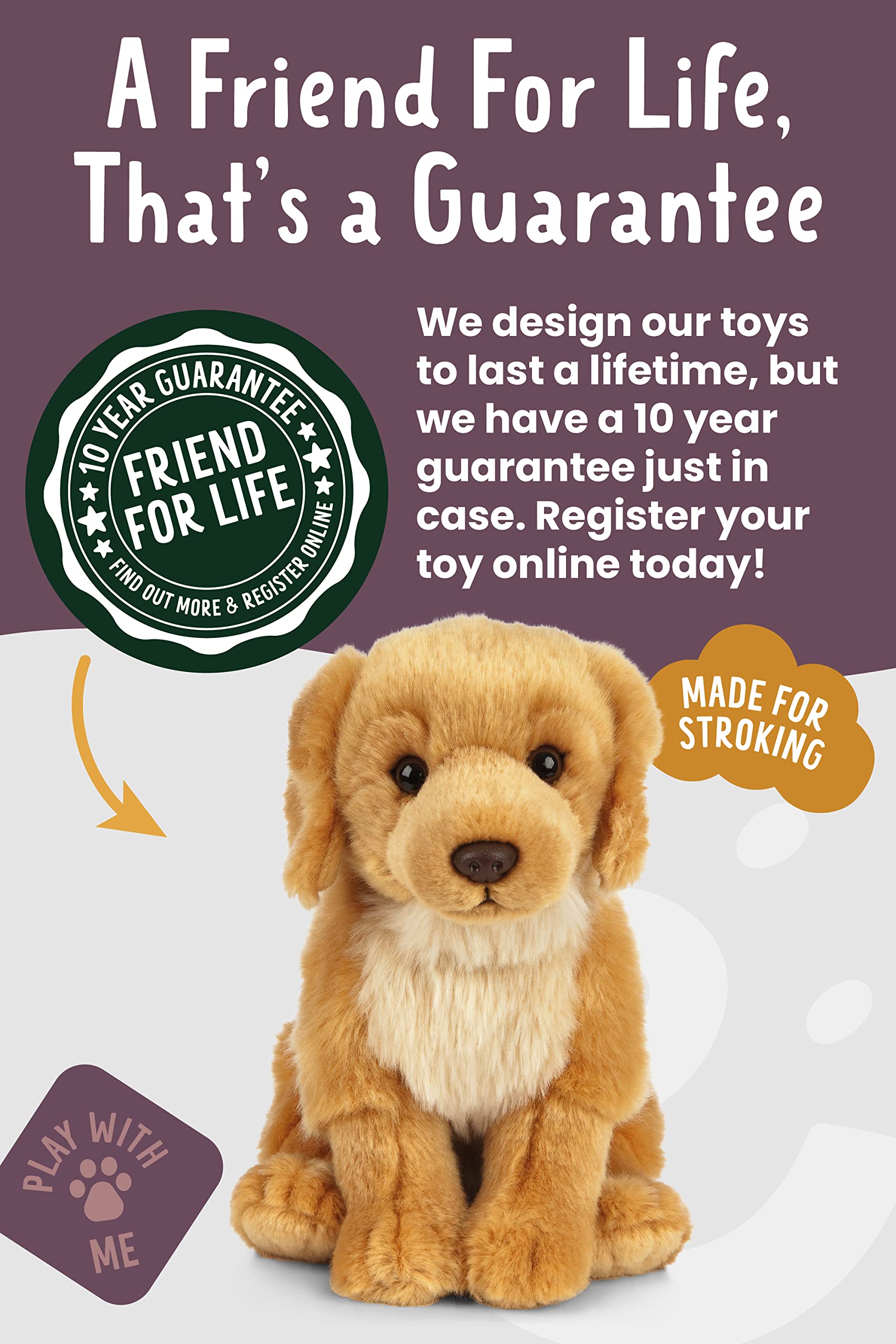 Keycraft Living Nature Golden Retriever eco-friendly toy made from recycled bottles.