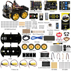 Keyestudio smart car robot mechanical parts pack shows organized components