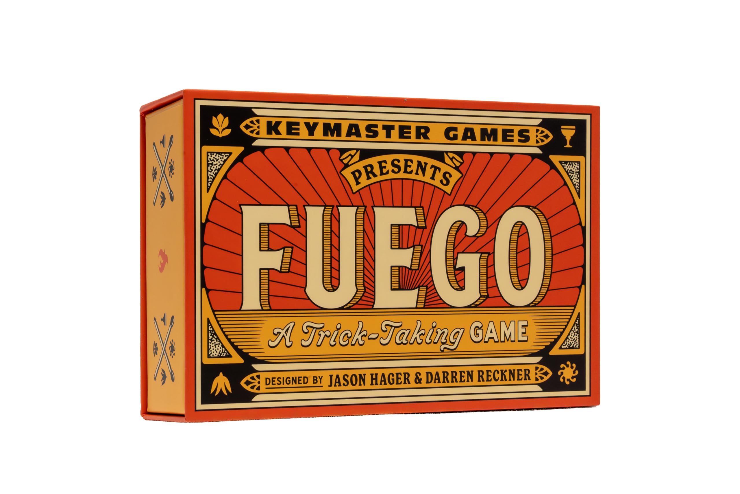 Keymaster Fuego card pack shot highlighting portable travel-friendly gameplay