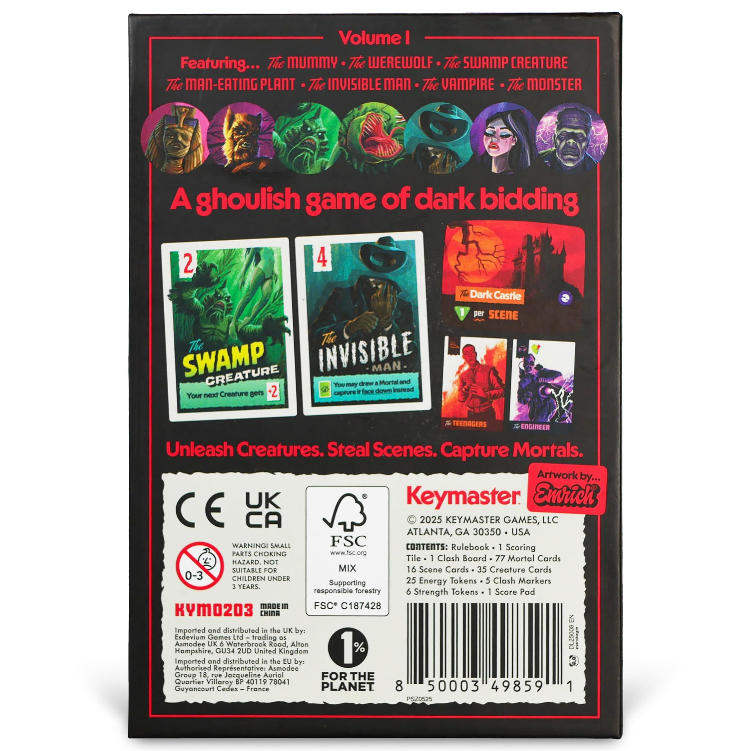 Keymaster Games Campy Creatures creature art enhances the ghoulish vibe.