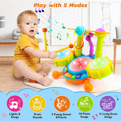 Keysense drum set with two ride cymbals for dynamic play and coordination.