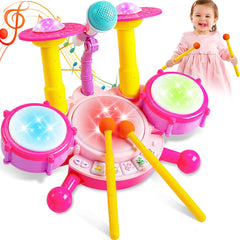 Keysense Kids Drum Set with drum pads for toddlers encourages rhythm and active play.