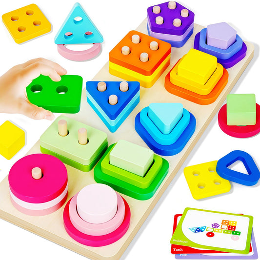 Keysense Montessori color shape sorters board for color recognition and fine motor skills