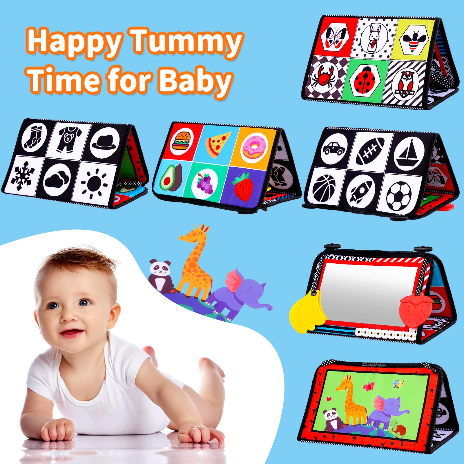 Keysense sensory crinkle book with 3D elements encourages hand-eye coordination.