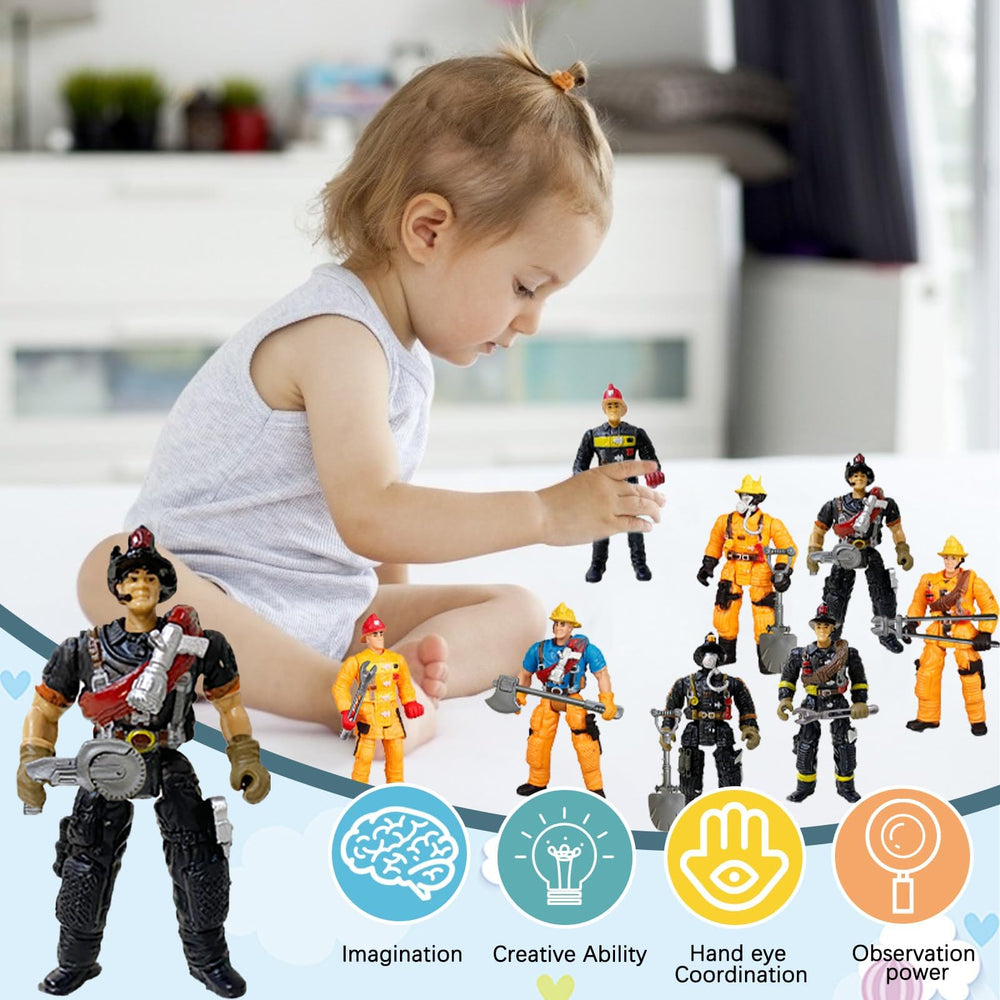 KEYUM painted firefighter figures with realistic detail for dioramas.