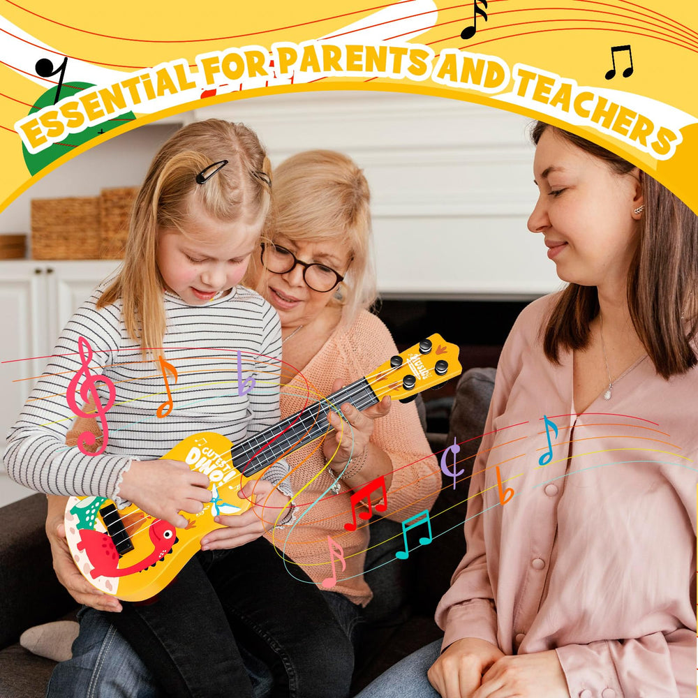 KFPPLXQ mini guitar 17inch dinosaur classroom use for group lessons and parties.