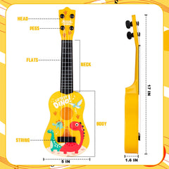 KFPPLXQ mini guitar 17inch dinosaur side angle supports comfortable grip for small hands.