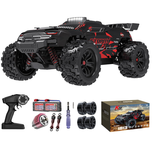 KGF remote control car 1:18 all terrain front view shows rugged build.