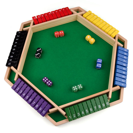Kiapeak Shut The Box on wooden table for family game night and social fun.
