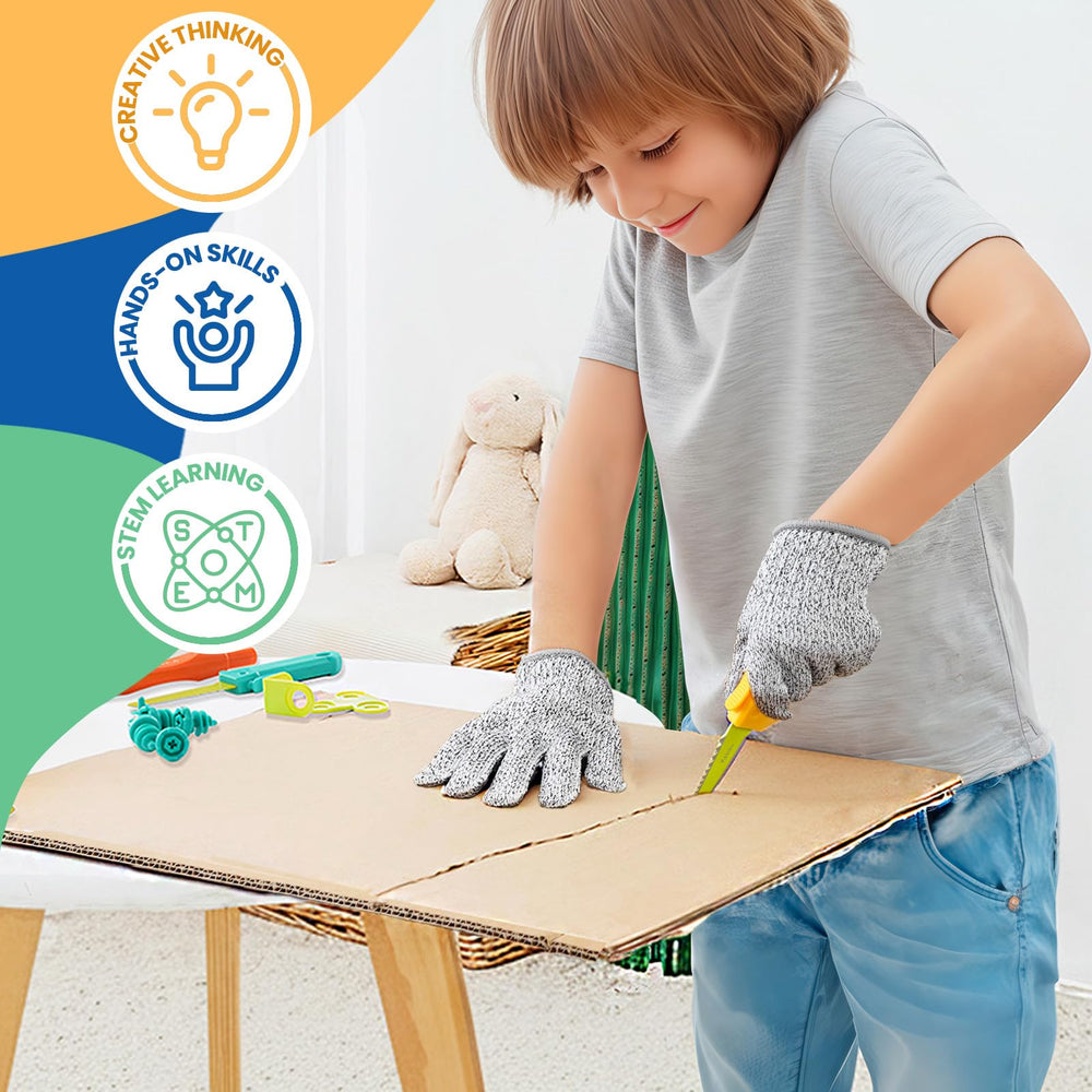 Kibbidea Cardboard Tools portable toolbox keeps all pieces organized