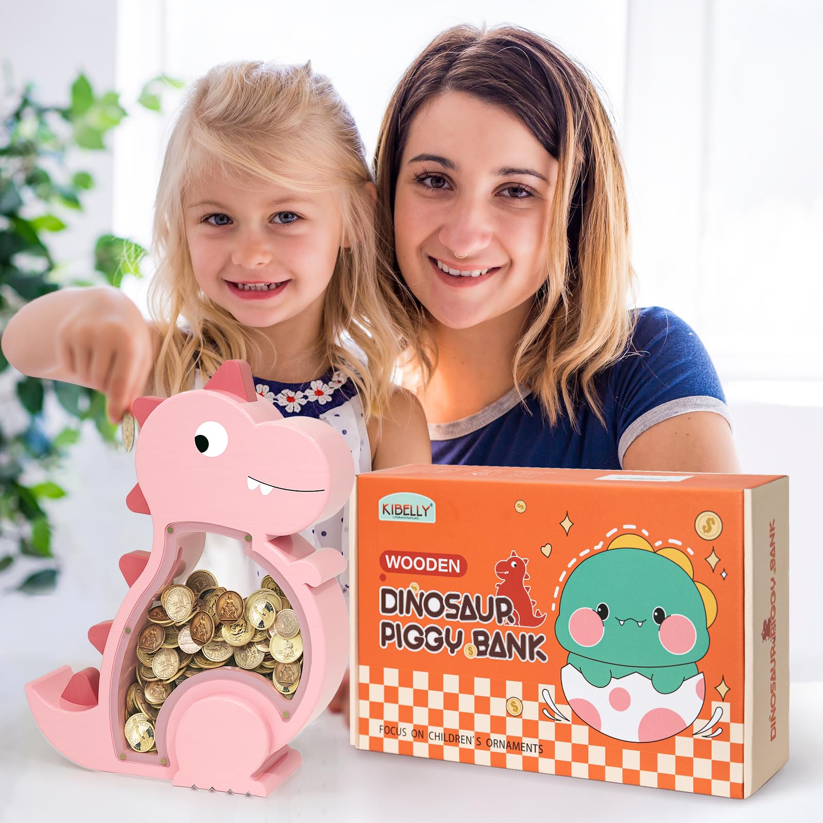 Kibelly dinosaur-themed money box suits various kid-friendly room styles.