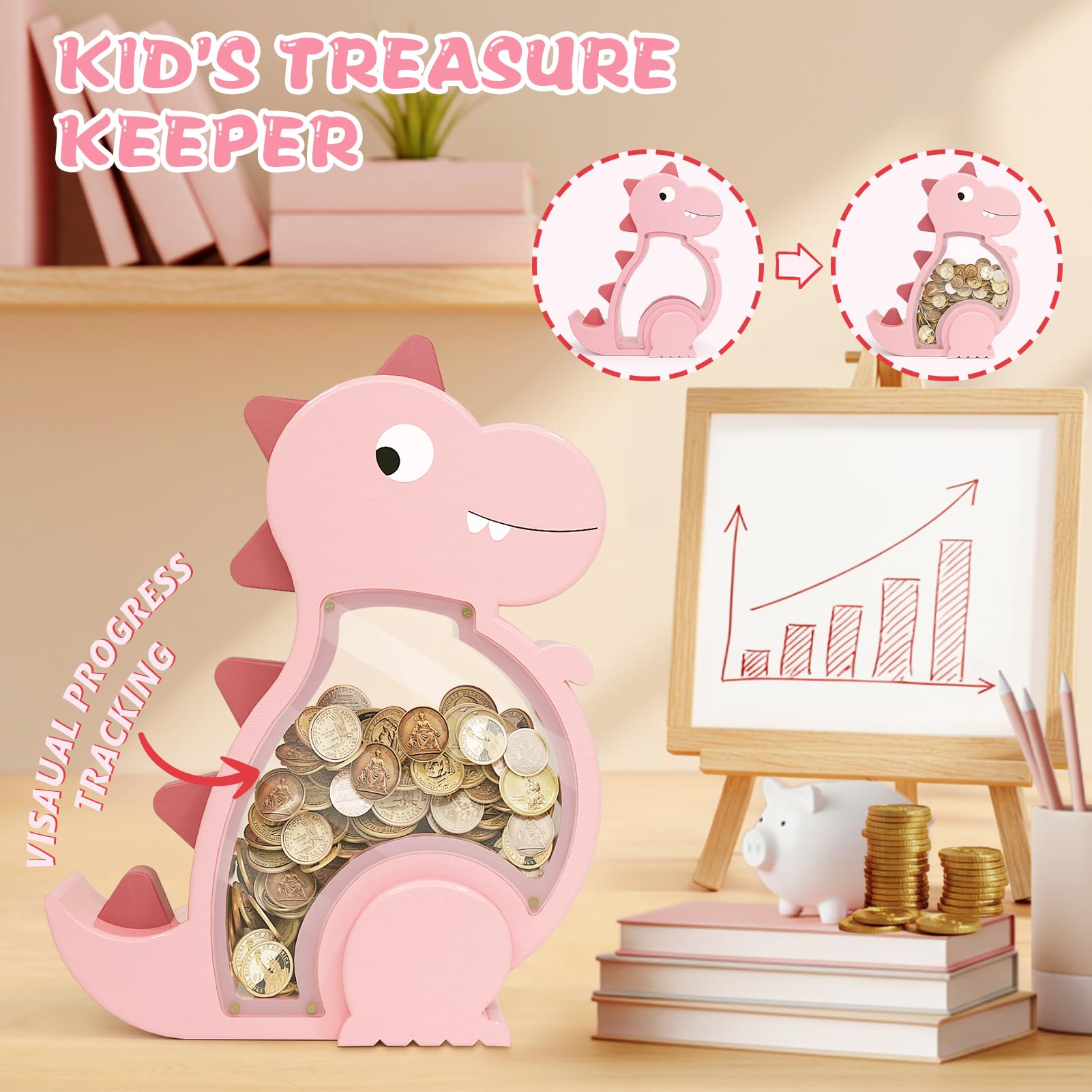 Kibelly pink piggy bank makes birthdays and holidays fun and practical.