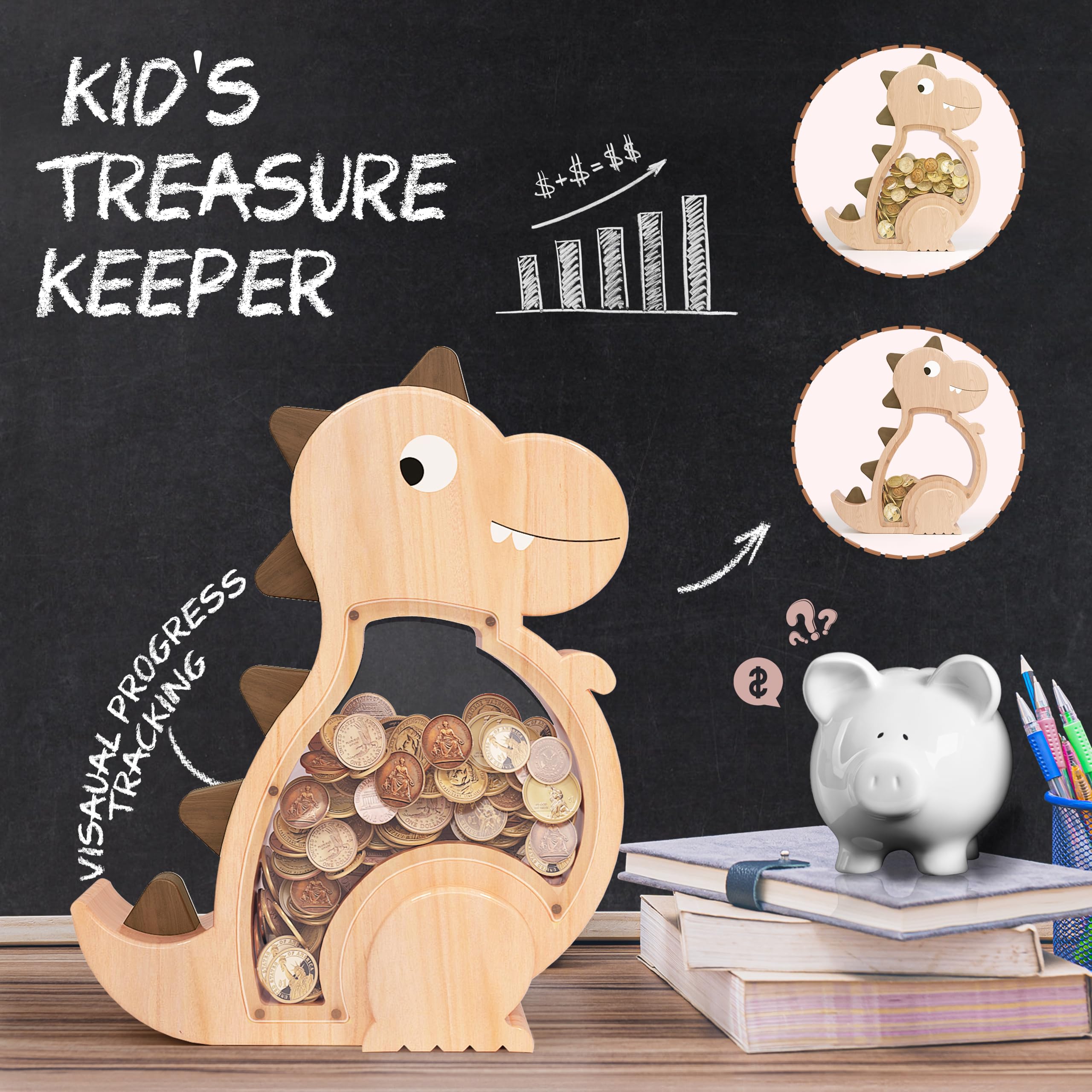 Kibelly piggy bank with screw-access for easy coin retrieval