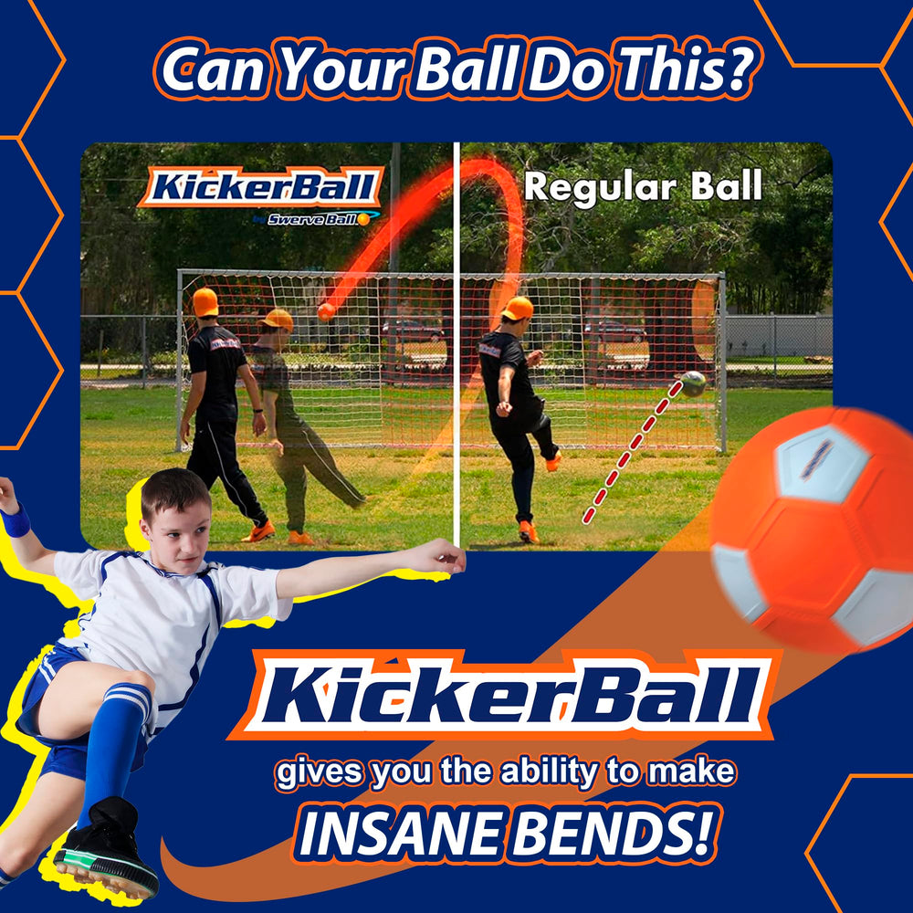 Kickerball aerodynamic-panel design improves control and durable performance during games.