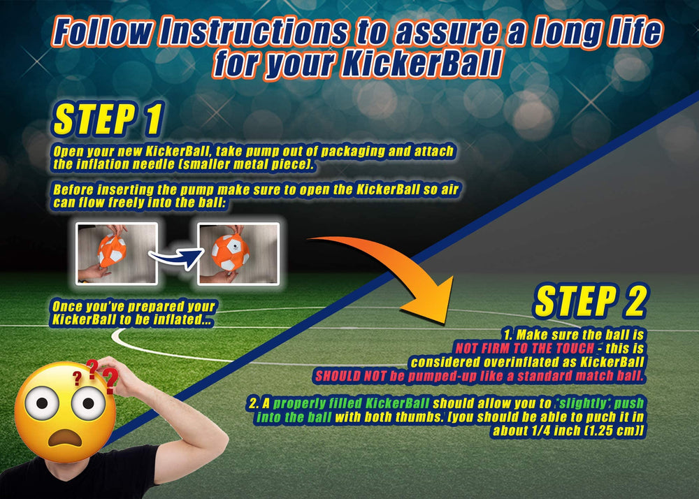Kickerball comes with pump and setup directions for quick inflation