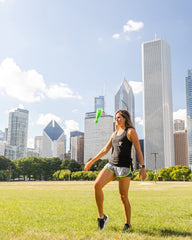 Four-inch rubber kick-pad on Kickit aids easy kicks