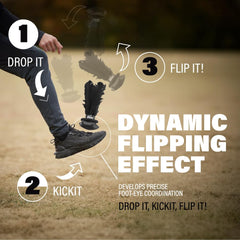 Kickit soccer trainer kickpad closeup highlights 4-inch pad for easy kicks.