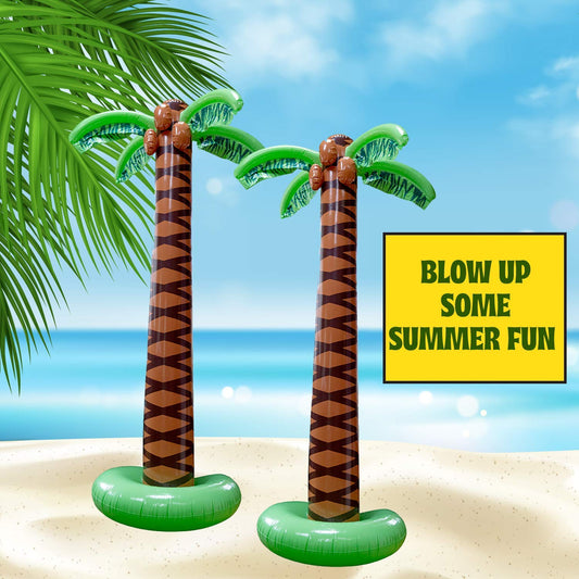 Kicko inflatable palm tree side view adds outdoor pool decor vibe.