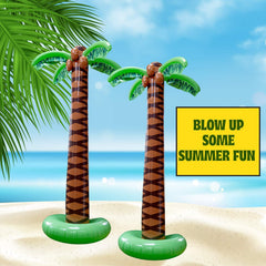 Kicko inflatable palm tree side view adds outdoor pool decor vibe.