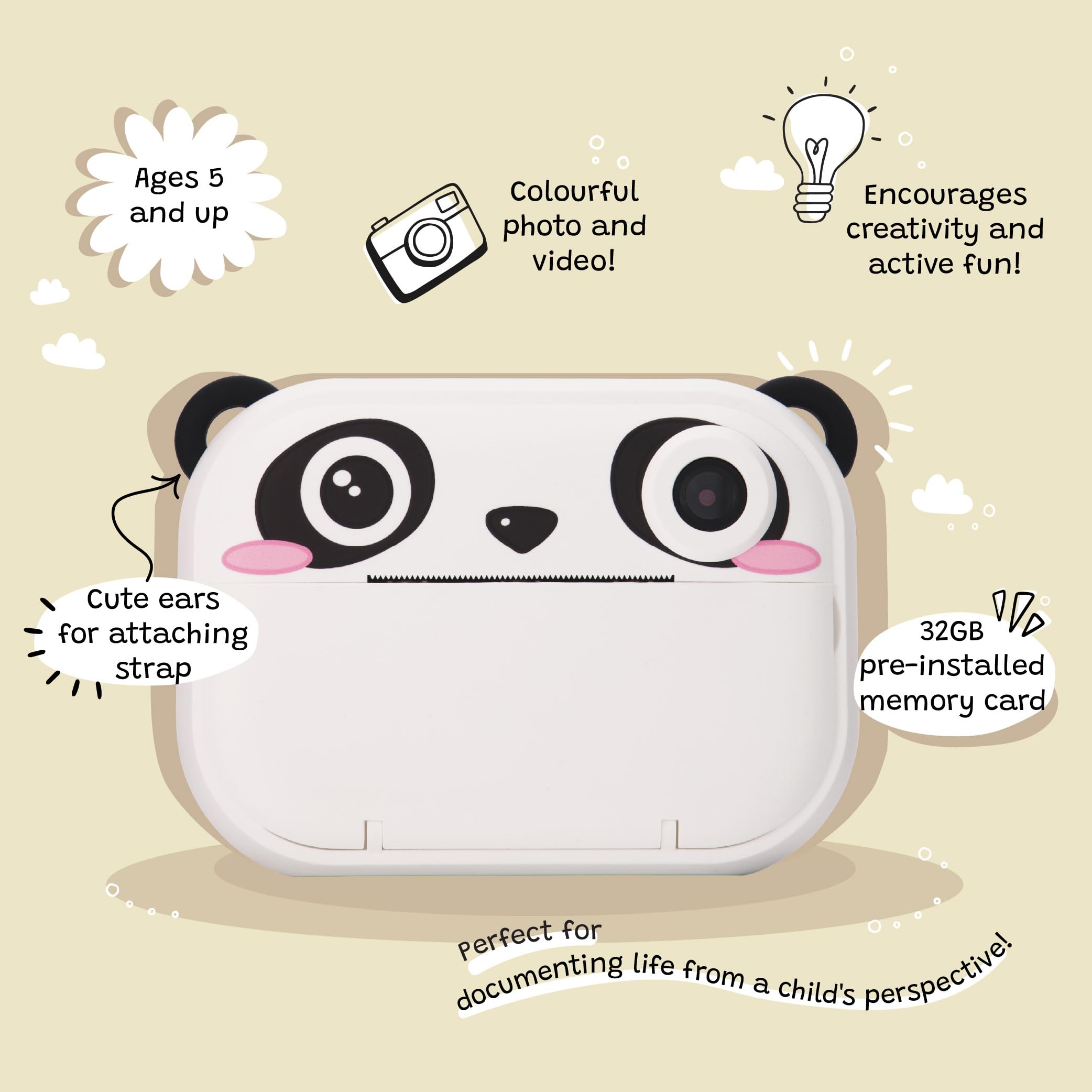 Kidamento instant print camera selfie mode for quick on-the-go memories.