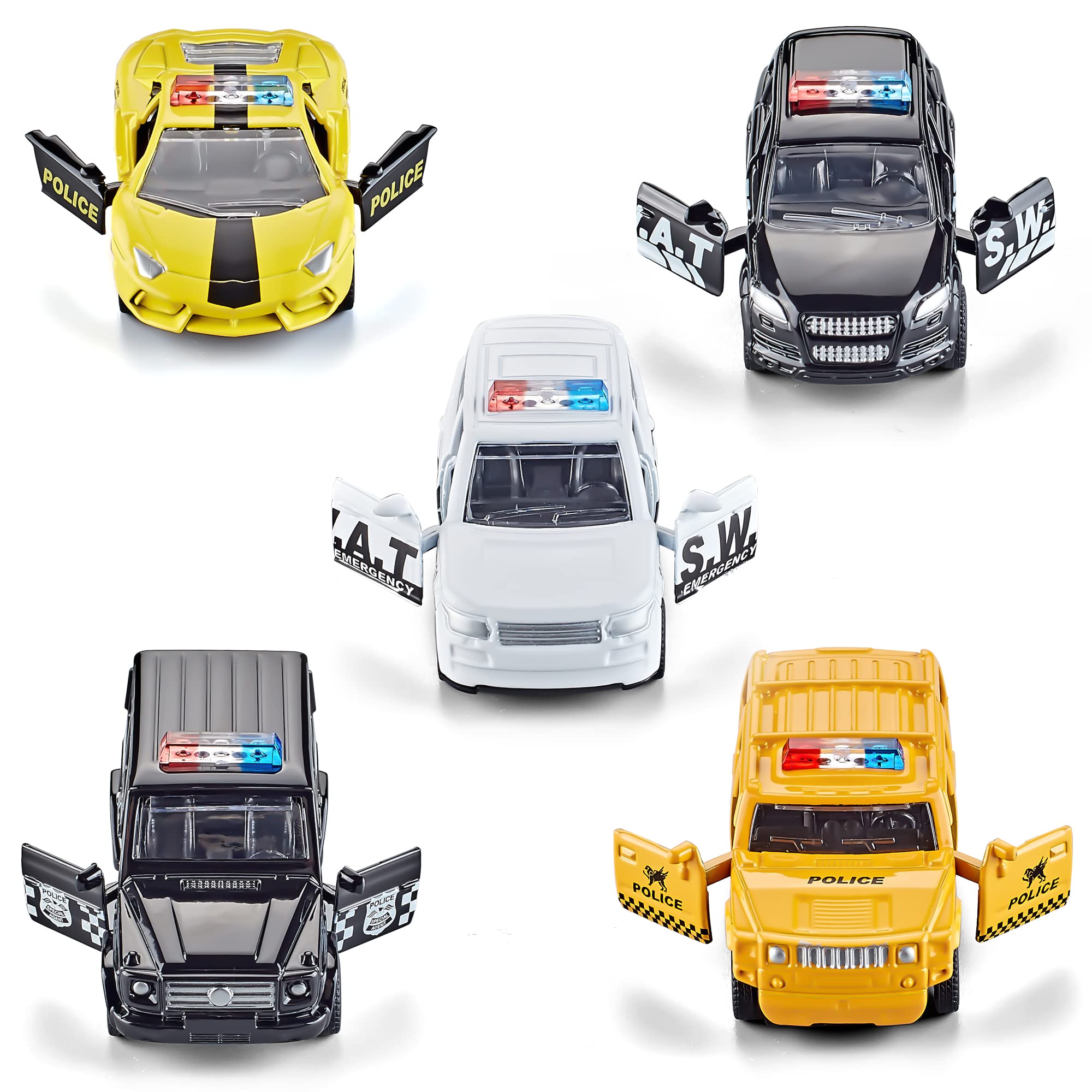 Kidami police car with open doors, inviting interactive play.