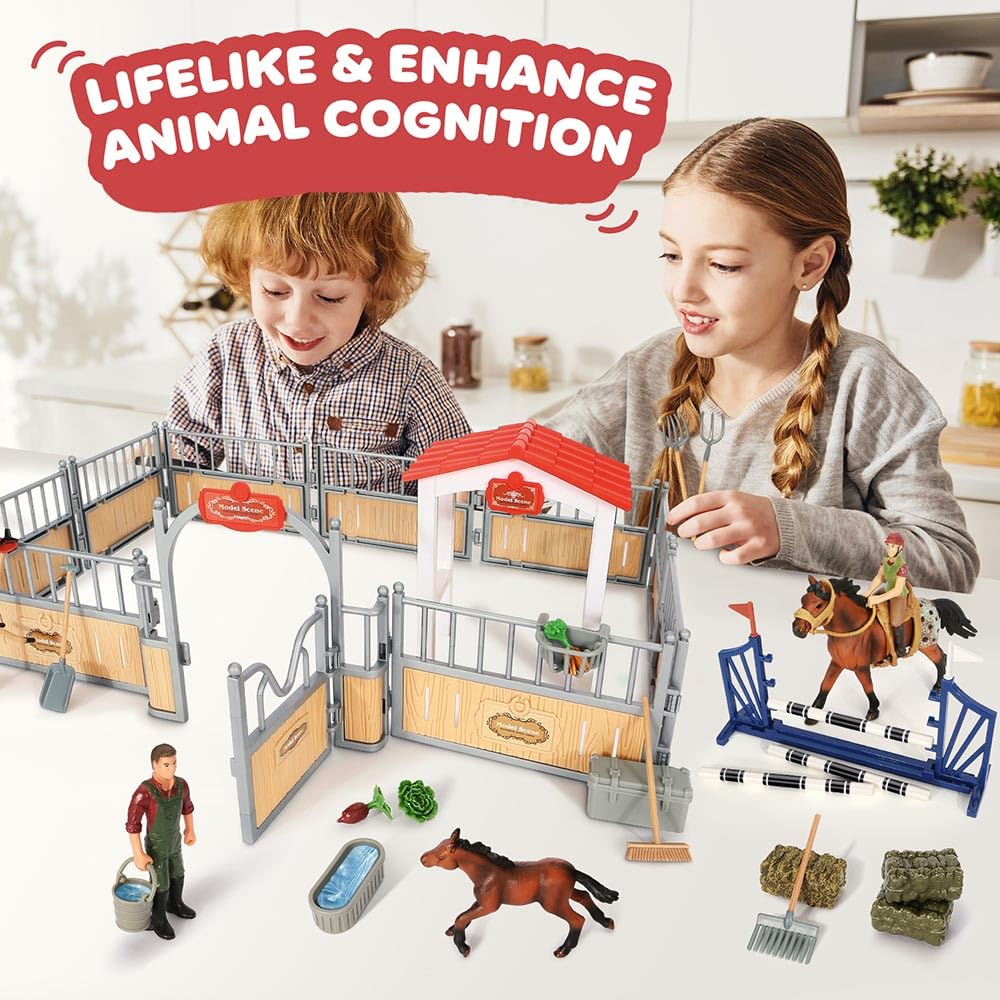 KIDBEST 17-inch stable shows sturdy barn for durable pretend play.