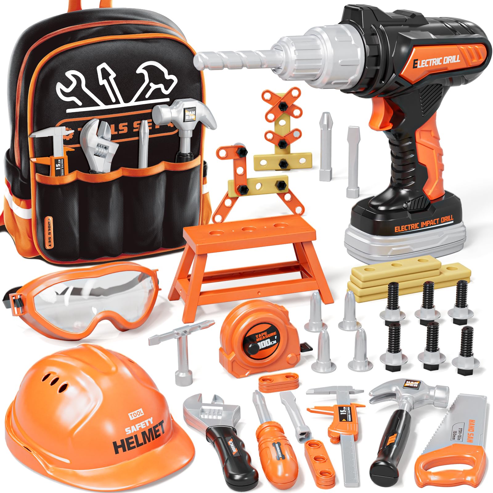 KidBloom backpack toolkit with adjustable straps, ideal for travel and pretend play.